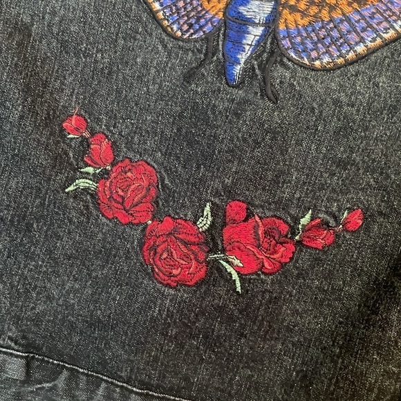BDG Butterfly & Rose Embroidered Oversize Distressed Grey/Dark Denim Jea… - Picture 5 of 13